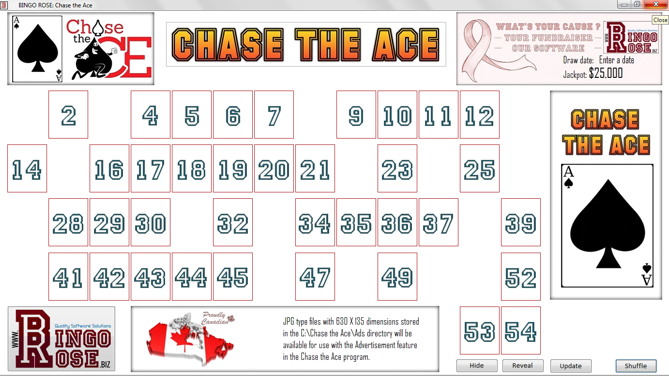 Chase the Ace randomly placed  hidden live cards